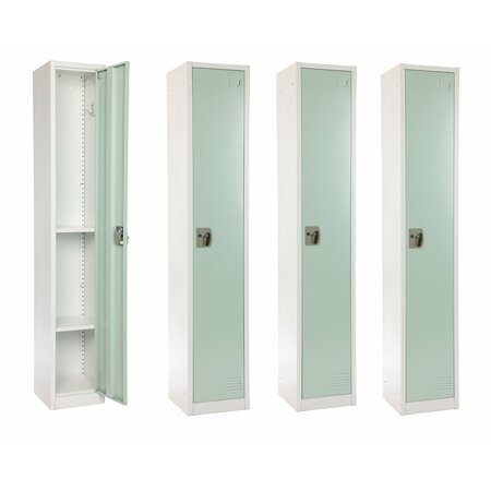 ADIROFFICE Large Single Door Locker, Misty Green, 4PK ADI629-201-MGRN-PKG-4